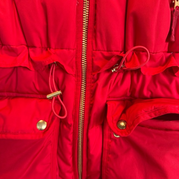 J. Crew Petite Chateau Puffer with Primaloft®. Size XXS, Red with gold hardware - Picture 12 of 16